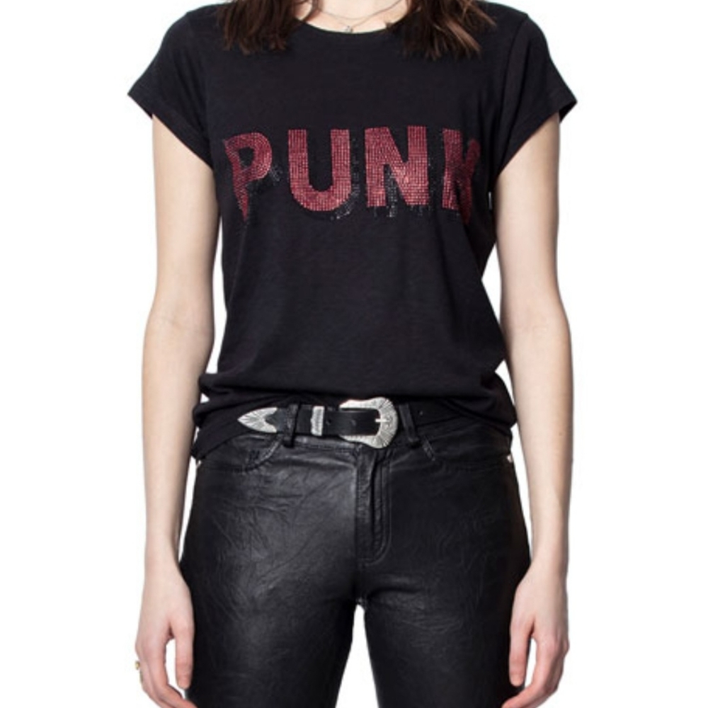 Zadig & Voltaire Skinny 3D Punk Rhinestone Tee